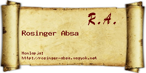Rosinger Absa névjegykártya